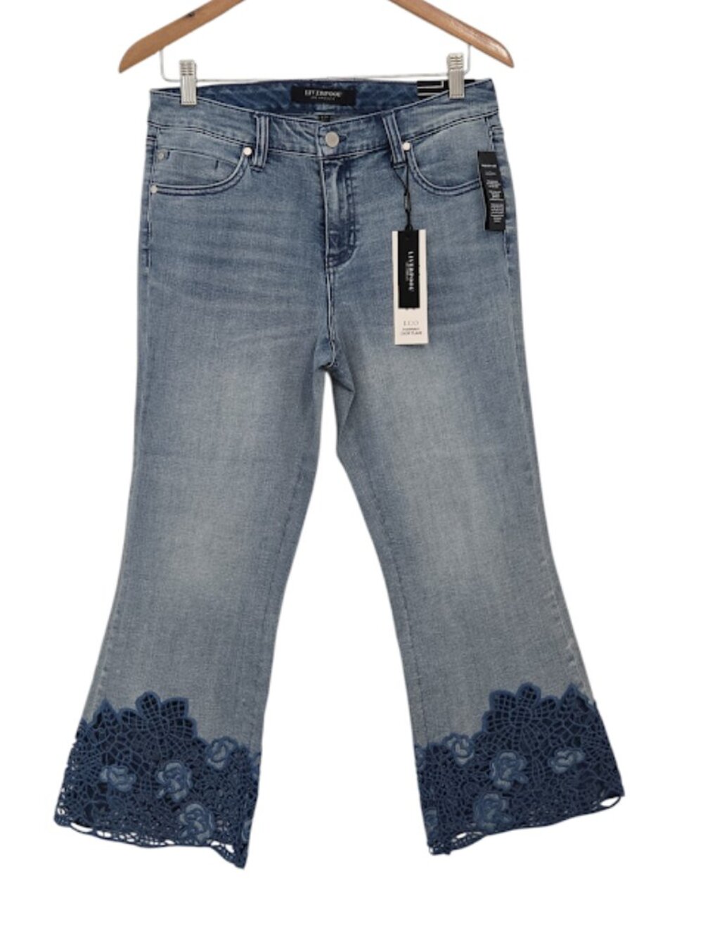 LIVERPOOL Los Angeles Women's Hannah Crop Jeans Crochet Hem Blue Size 8/29 NWT - Picture 2 of 8